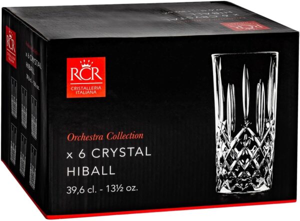 Lot de 6 Verres Highball en Cristal RCR "Orchestra Collection"